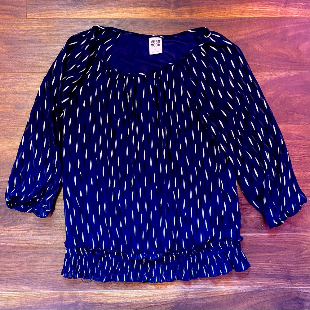 Vero Moda blouse, sheer sleeves and shirred bottom
